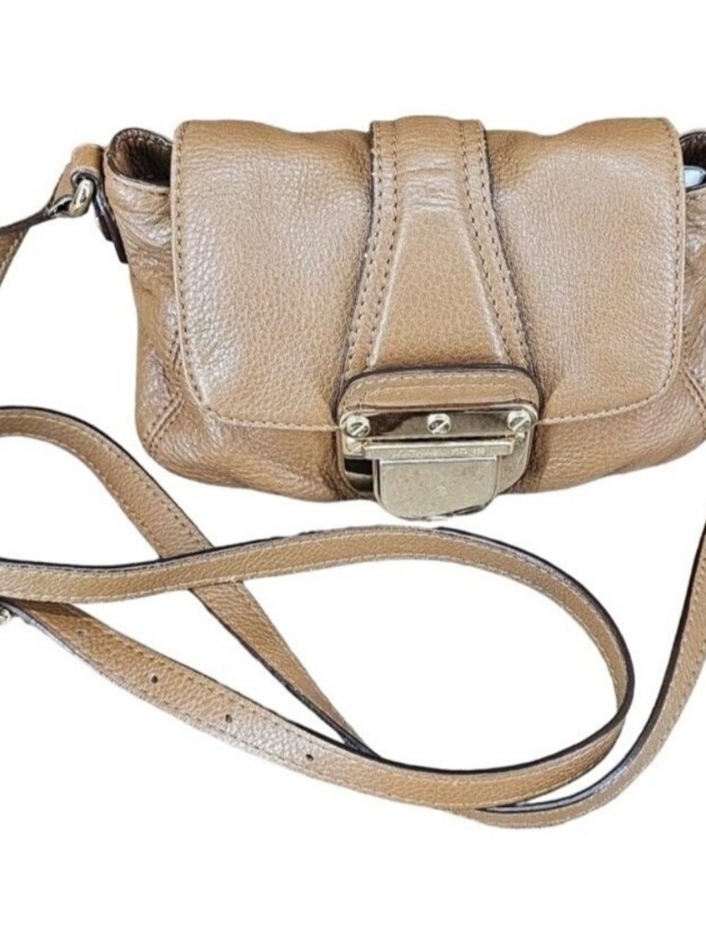 Michael Kors Charlton Pebbled Leather Adjustable Crossbody in Camel Brown